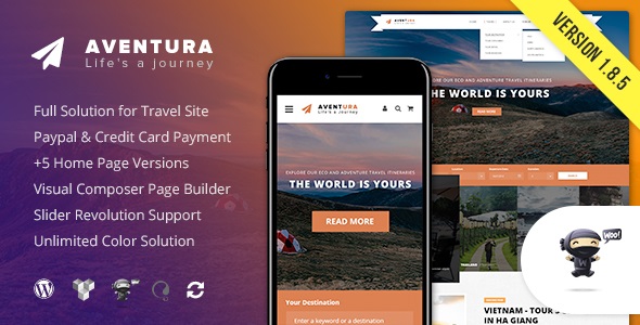 Aventura v1.8.6 &#8211; Travel &amp; Tour Booking System WordPress Theme